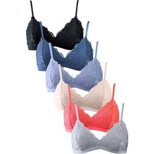 PACK OF 6 Women's Sofra Full Coverage Allover Lace Bras (BR8084BL)